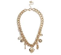 Nuovo Guess Color Oro, Cuore, Nappa, Grappolo, Chiave Ciondolo, Cristallo, Woven