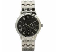 Nuovo GUESS GENTS Color Argento, Nero Romano Numeri Quadrante Orologio U10057G2