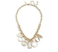 Nuovo Guess Lucidato Color Oro con Bianco Multi Ciondolo, G, Cerchio, Cristallo