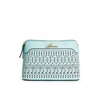 Nuovo Guess Menta Verde Saffiano Similpelle Laser Taglio, Zip, Oro, Trucco +