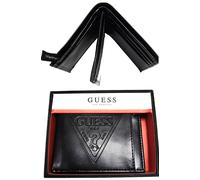 Nuovo GUESS Nero Artificiali Pelle Logo IN Rilievo UOMO Bifold & Mezzo Pattina A