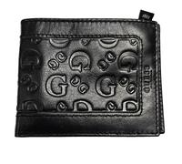 Nuovo Guess Nero Vera Pelle Embossed 'G' Logo Portafoglio Bifold Da Uomo