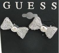 Nuovo GUESS Oro + Color Argento Fiocco a Rete Spingere Indietro Orecchini a Lobo