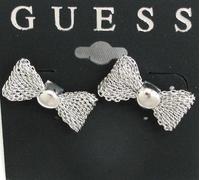 Nuovo GUESS Oro + Color Argento Fiocco a Rete Spingere Indietro Orecchini a Lobo