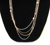 Nuovo GUESS Oro, Color Argento Multi-Catena + Gemma Decorato Lungo 34 " Collana