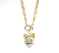 Nuovo Guess Oro + Cristallo Color Argento Cuore + Rete Fiocco + Love 28 " Lungo