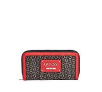 Nuovo GUESS Proposal Nero+Rosso Rivestito Tela, G Logo, Argento, Zip Intorno, A