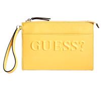 Nuovo Guess Rigden Giallo Senape Saffiano PVC, Pochette, Clutch, Portafoglio