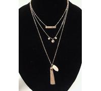 Nuovo GUESS Rosa Color Oro 3 Strati Catene, Ciondoli, Placca, Nappa, Grappolo