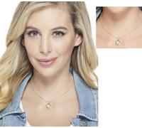 Nuovo GUESS Rosa Color Oro, a Pavé Cristalli Cerchio Disco Logo Fascino Catenina