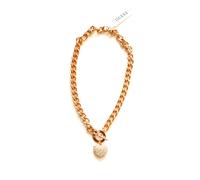 Nuovo GUESS Rosa Color Oro Alternare Gonfio Cuore Collana Ciondolo Strass