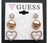 Nuovo Guess Rosa Color Oro + Bianco Rotondo Cerchio Cristallo Cuore " Love