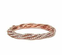 Nuovo GUESS Rosa Color Oro, Contorto Strass Trasparente Elasticizzato Bracciale