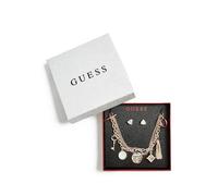 Nuovo Guess Scatola Set Rosa Color Oro Bracciale Ciondolo + Triangolo Strass