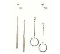 Nuovo GUESS Set Di 4 Color Oro a Pavé Borchie, Palline, Lineare Circles, Barre