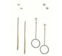 Nuovo GUESS Set Di 4 Color Oro a Pavé Borchie, Palline, Lineare Circles, Barre