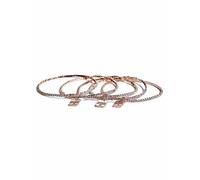 Nuovo GUESS Set Di 5 Argento + Oro 2 Tono Pave Elasticizzato Aperto Ciondoli