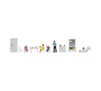 NOCH Personaggi a tema "sala da pranzo", scena familiare colorata a mano, plastica per scala H0, complemento perfetto per diorami