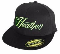 Nuovo Heathen con Scritta 210 flexfit Cappello Nero / VERDE S/M L/XL Limitata