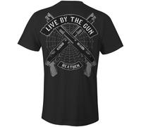 Nuovo Heathen Live By The Gun T-Shirt Nero Piccolo-6XL Edizione Limitata