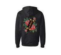 Nuovo Hoodie Zip Retro Skate Unisex InkAddict Nero Piccolo-2XLarge Limitato