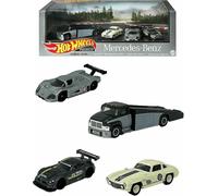Nuovo Hot Wheels Pressofuso Premium Set Mercedes Gara Squadra 4 Veicolo Diorama