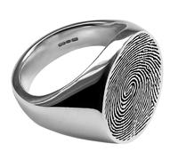 Nuovo Il Impronte Digitali Argento Sterling Massiccio Sigillo Ovale Anelli 925