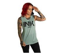 Nuovo Inkaddict Donna Inchiostro III Brillantini Canottiera Dusty Blu/Nero