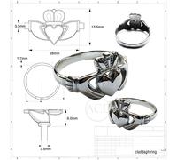 Nuovo Irlandese Claddagh su Misura Sigillo Anelli Solido 925 Argento Sterling UK