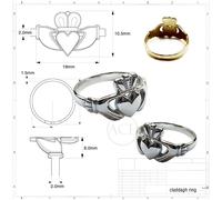 Nuovo Irlandese Claddagh su Misura Sigillo Anelli Solido 925 Argento Sterling UK