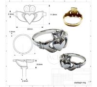 Nuovo Irlandese Claddagh su Misura Sigillo Anelli Solido 925 Argento Sterling UK