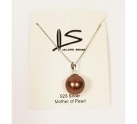 Nuovo Is 925 Catenina Argento + Originale Marrone 6 MM Madreperla Fascino