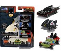 Nuovo Jada Nano 3pc Batman 1966 TV Classico Batmobile Batcycle Jokermobile -
