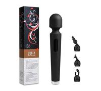 NUOVO "JET 7" massaggiatore donna bacchetta Magic Wand per donna di "BuyAndFeelGood" in nero - inclusi 3 accessori in SILICONE PREMIUM