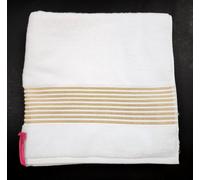 Nuovo Juicy Couture Cotone Bianco, Oro Righe Bagno, Asciugamano O 2 Dito Punta