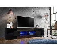 NUOVO komodee Mobile TV Merano, Nero Bianco Effetto Legno, Illuminazione LED