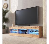 Komodee, Tivoli RTV 140, Mobile Porta TV, Wotan/Wotan, con 3 ripiani in vetro, 35 x 140 x 40,5 cm, per soggiorno, sala da pranzo e camera da letto