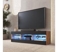 Komodee, Tivoli RTV 140, Mobile Porta TV, Wotan/Nero, con 3 ripiani in vetro, 35 x 140 x 40,5 cm, per soggiorno, sala da pranzo e camera da letto