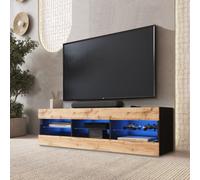 NUOVO komodee Tivoli 140 Mobile TV, Nero Bianco Rovere Wotan, LED Opzionale