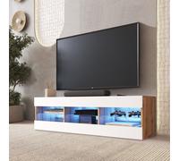 NUOVO komodee Tivoli 140 Mobile TV, Nero Bianco Rovere Wotan, LED Opzionale
