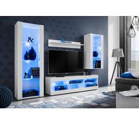 NUOVO komodee Tivoli Set Medio Parete Attrezzata, Rovero, Bianco, Nero, LED