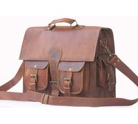 Nuovo Laptop Bag Uomo Vero Capra Pelle Marrone Vintage Tracolla Valigetta