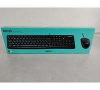 Nuovo Logitech MK120 con Filo USB Standard Integrali Tastiera / Mouse Combo