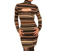 Nuovo Lunghezza Al Ginocchio a Maglie Fini Rotolo Abito Maglione Collo - Chiave