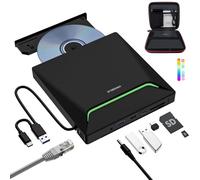 Nuovo Masterizzatore DVD Esterno con Adattatore Ethernet RJ45 con Custodia | Unità DVD Esterna con 3 Porte USB e 2 Slot TF/SD, Lettore CD Esterno per PC Portatile MacBook Pro/Air Windows Linux Mac OS