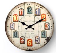 NUOVO MDF014 - Orologio da parete retrò da 12 pollici, movimento al quarzo, silenzioso, stile country, arabo, digitale, cucina, camera da letto e soggiorno, decorazione