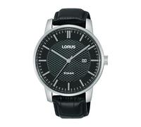 Nuovo MENS Lorus Orologio Quadrante Nero Data Finestra Originale Pelle Cinghia