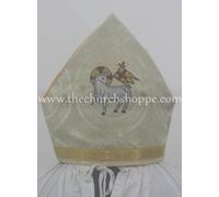 Nuovo Metallico Color Oro Mitre Con Agnus Dei Ricamo, , Bishop's Mitre,