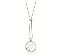 Nuovo Michael Kors Argento, Cerchio Mk Logo Cristalli a Pavé Ciondolo, Catenina
