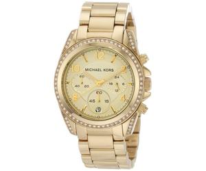 Nuovo Michael Kors Blair Color Oro S/Acciaio Cronografo + Crystal, Orologio Data